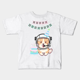 Happy birthday Space Corgi - The Cool Astronaut Puppy! Kids T-Shirt